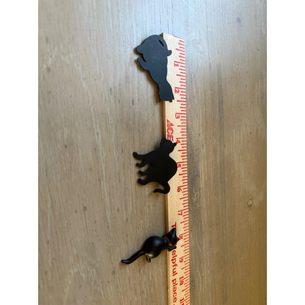 Black Cat Refrigerator Magnets Set of 3 Silhouette and 3D Feline Kitchen Decor